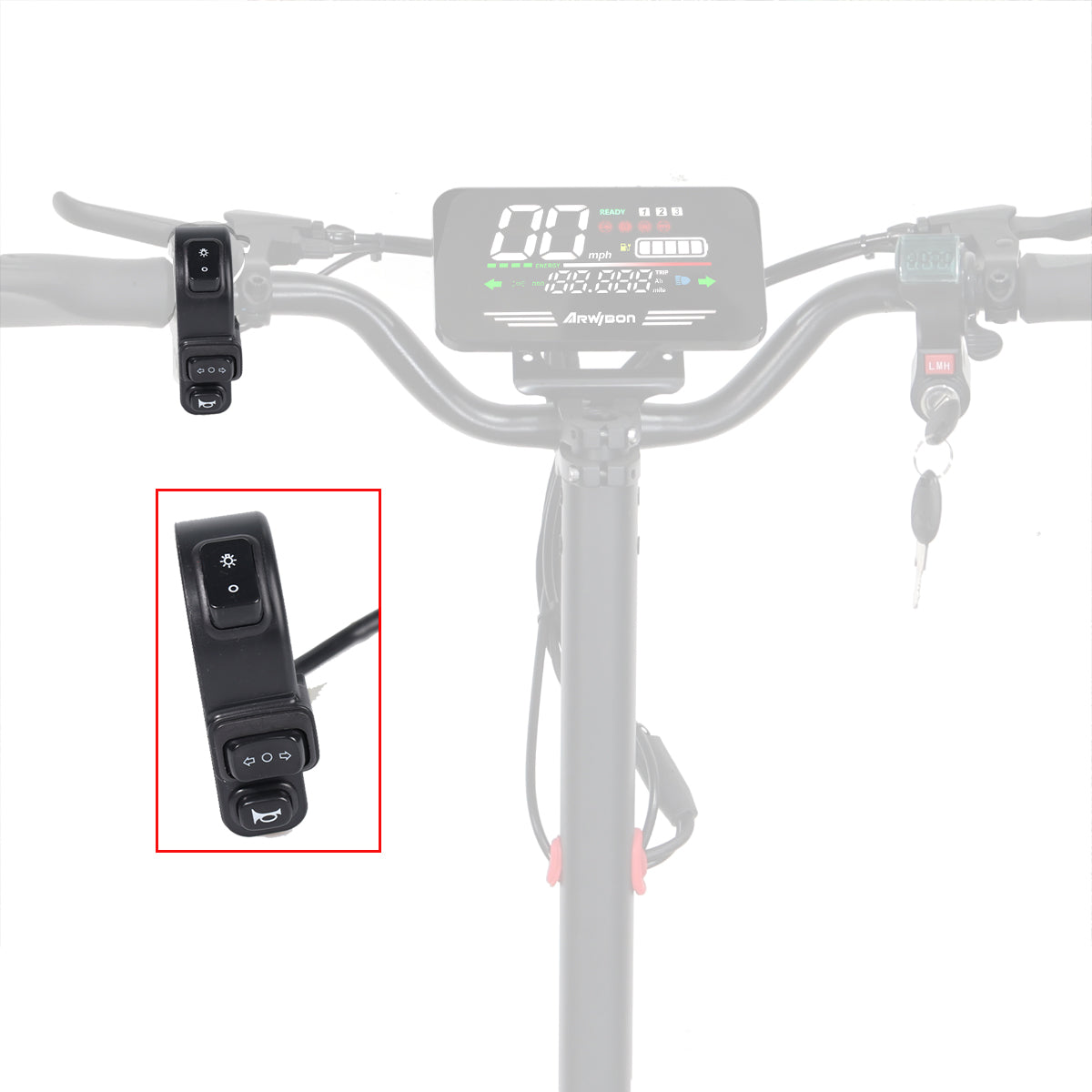 4-in-1 Switch Horn Steering Headlights Double Flash Electric Scooter Motorcycle Accessories