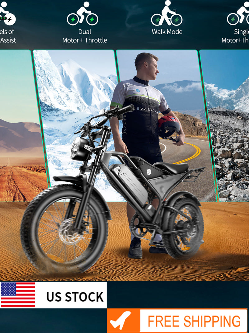 Adults Electric Bike 20"x 4" fat tires 1000w Powerful Motor